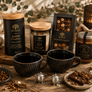 Подаръчен бутиков сет  "DARK EMOTION" by 4A Natural с подарък елегантни кожени подложки