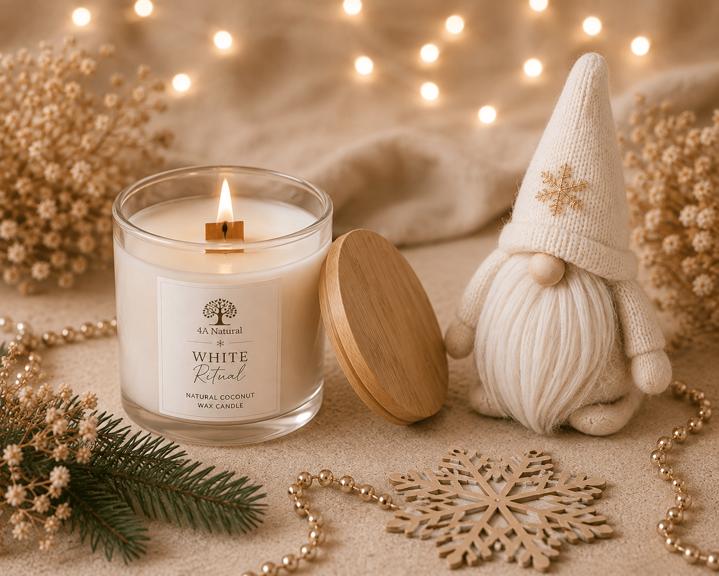 Подаръчен бутиков сет "WHITE EMOTION" by 4A Natural с подарък крем мед портокал - Image 2