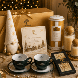 Подаръчен бутиков сет  "GOLD EMOTION" by 4A Natural с подарък шоколад
