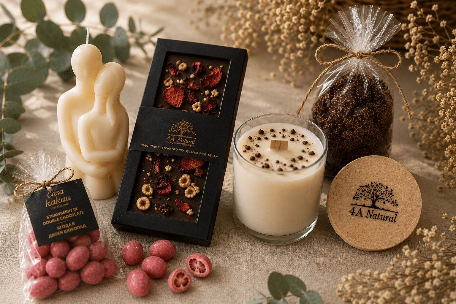Подаръчен комплект CHOCOLATE LOVERS с подарък ягоди в двоен шоколад - Image 2
